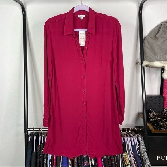 Splendid Artist Button Up Crossover Back Tunic Blouse - Picture 1 of 5